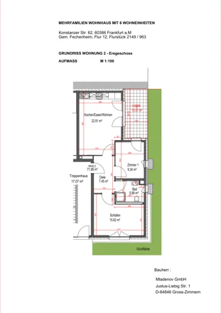 Wohnung 2, 3 Zimmer · Erdgeschoss: Grundriss