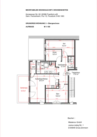 Wohnung 3, 4 Zimmer · Obergeschoss: Grundriss