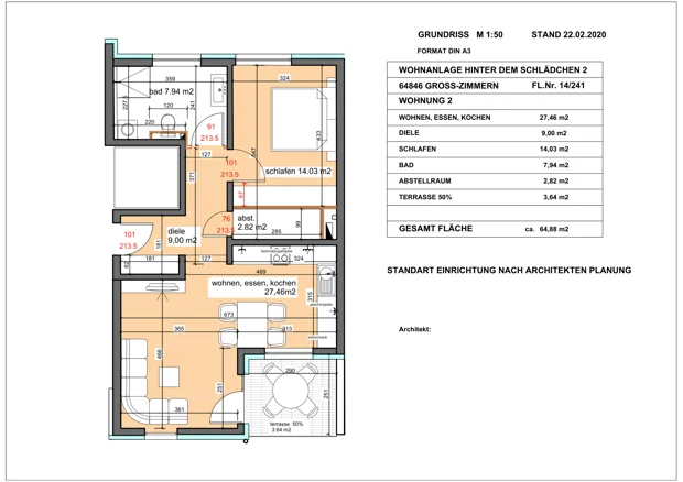Wohnung 2, 2 Zimmer: Grundriss