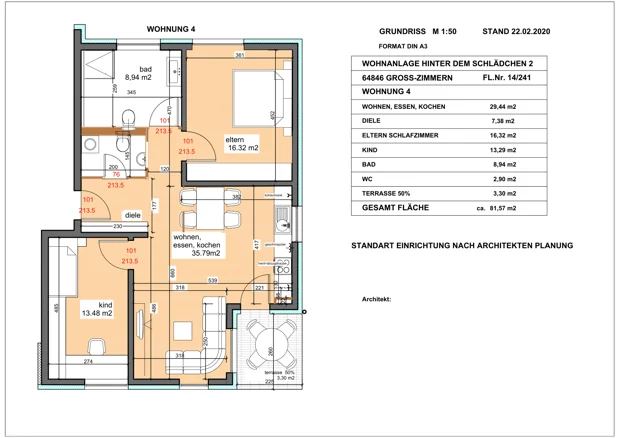 Wohnung 4, 3 Zimmer: Grundriss