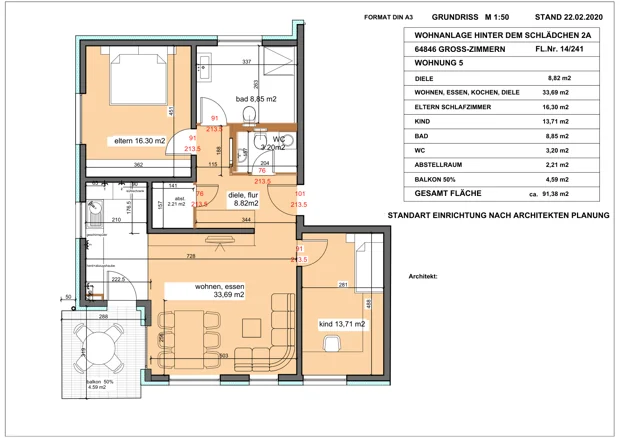 Wohnung 5, 3 Zimmer: Grundriss