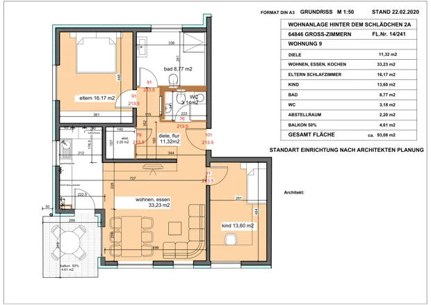 Wohnung 9, 3 Zimmer: Grundriss