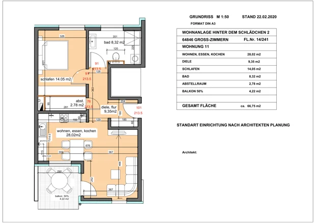Wohnung 11, 2 Zimmer: Grundriss