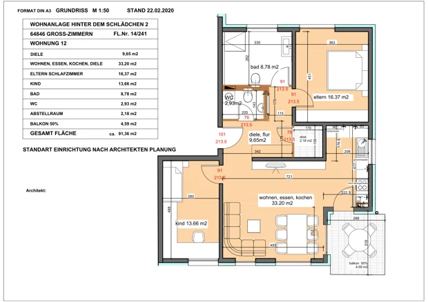Wohnung 12, 3 Zimmer: Grundriss
